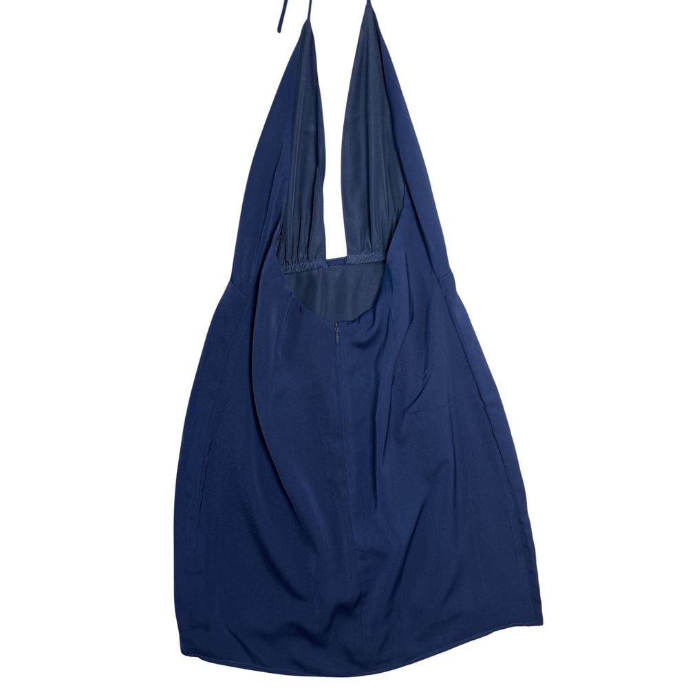 Superdown Navy Blue Plunging Halter Mini Dress Tulip Wrap Skirt Small